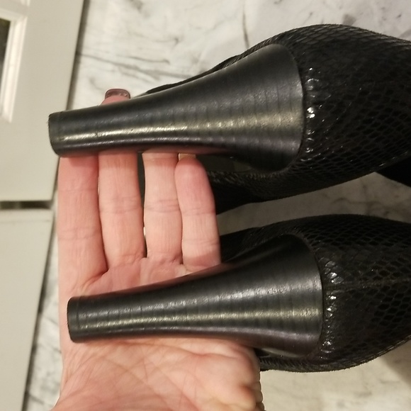 IMPO Stretch black suede & snake print tall platform boots side zip w/ elastic 8 - Picture 5 of 8